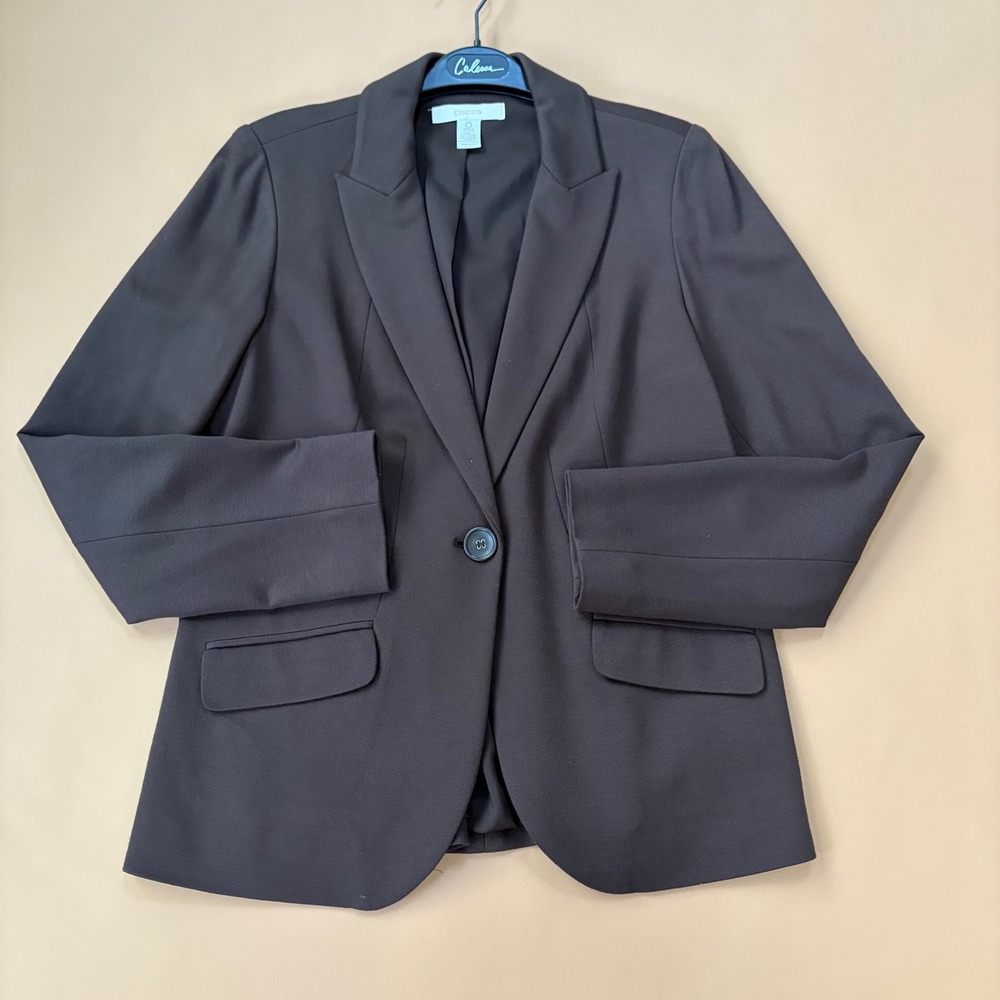 Chico's Women Brown Stretch Blazer Jacket Size 0 S Professional Dark Academia